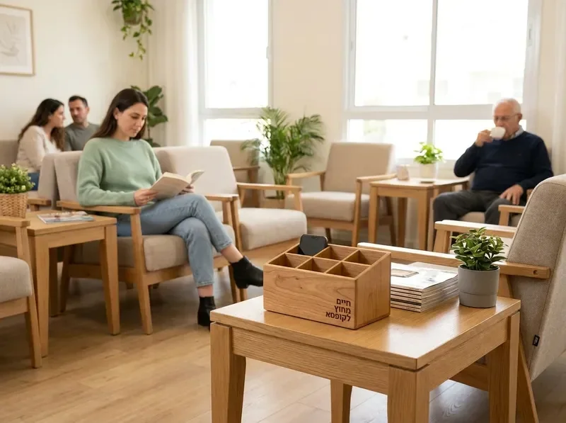 קופסת טלפונים בחדר המתנה ציבורי